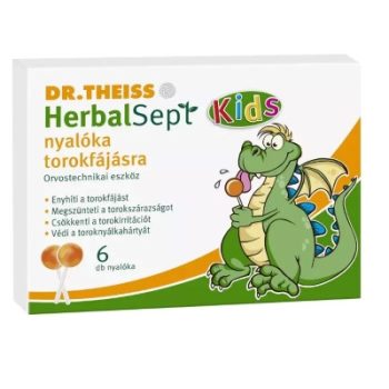 Dr Theiss Herbalsept Kids nyalóka torokfájásra 6x