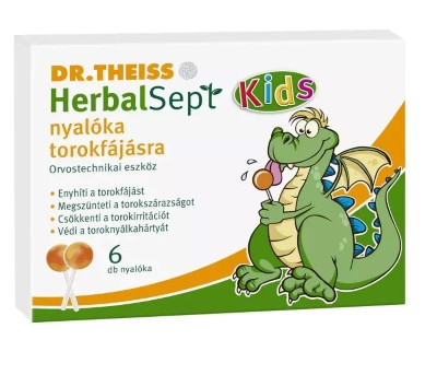 Dr Theiss Herbalsept Kids nyalóka torokfájásra 6x