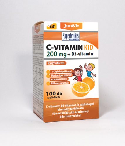 Jutavit C-vitamin Kid 200mg +D3 +csipkebogyó rágótabletta 100x
