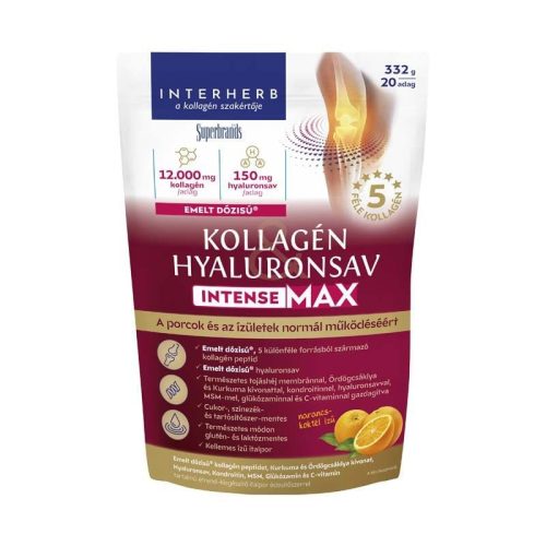 Interherb Kollagén Hyaluronsav Intense Max porcépítő italpor narancskoktél ízű 332g